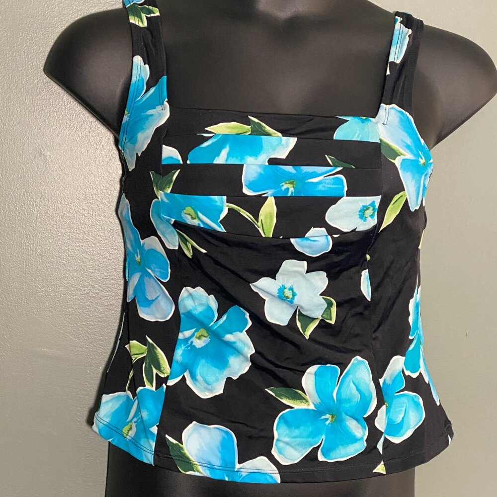 Studio Works Floral Tropical Tankini Size 10 Swimsuit Top Only Excellent!